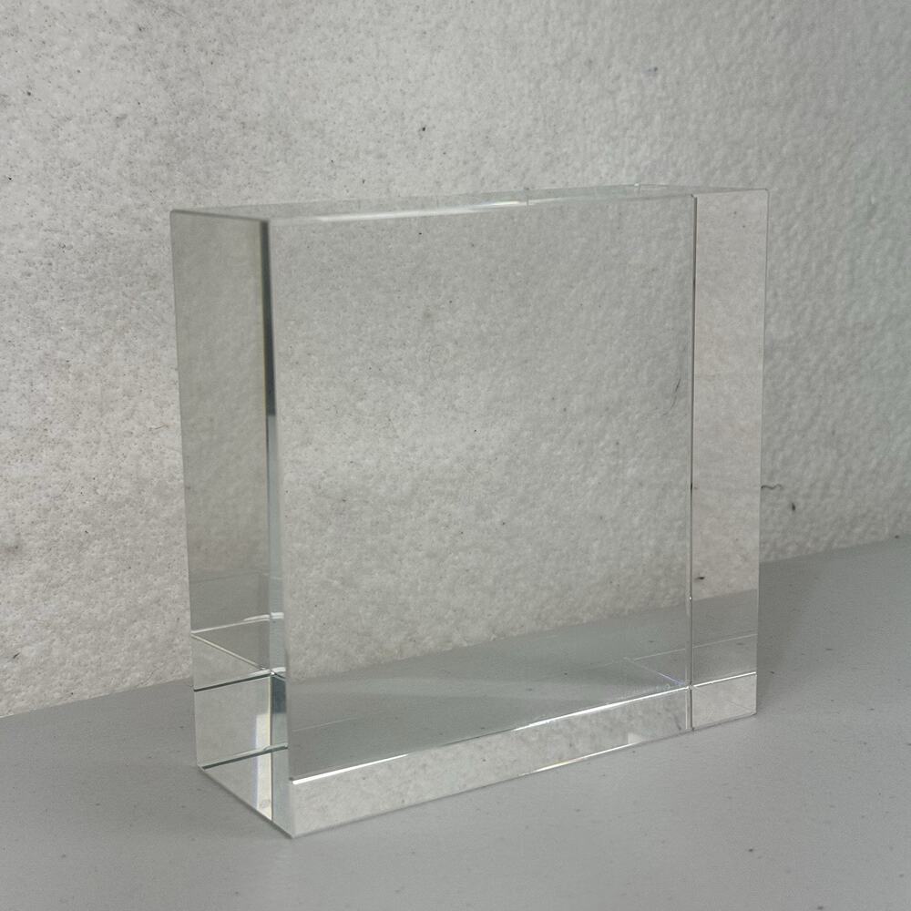 William-Sonoma Home Heavy Clear Acrylic Square Block Bookend ‘WSH’ Marked VTG